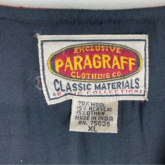 Paragraff Wool Blend Vintage Buffalo Plaid Check Fleece Winter Vest Jacket XL - Picture 3 of 4